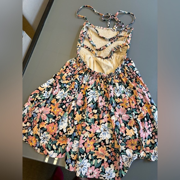 Strappy halter peek a boo back multicolour floral print mini Dress size Small - Picture 4 of 4